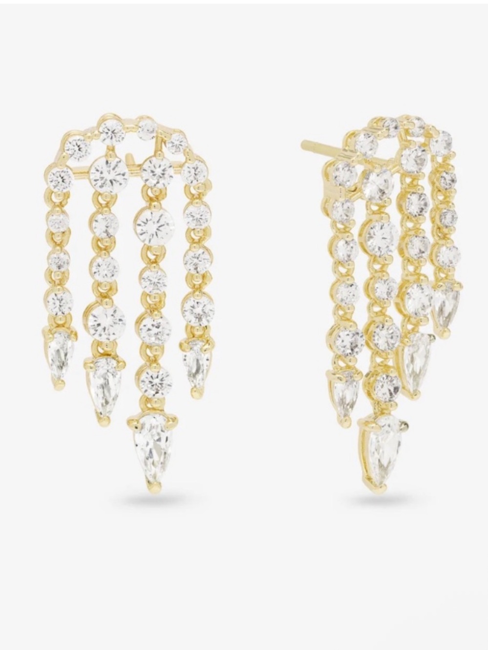 New Boutique She's Arrived Chandelier Earrings 14K Gold Plated White Diamondette
